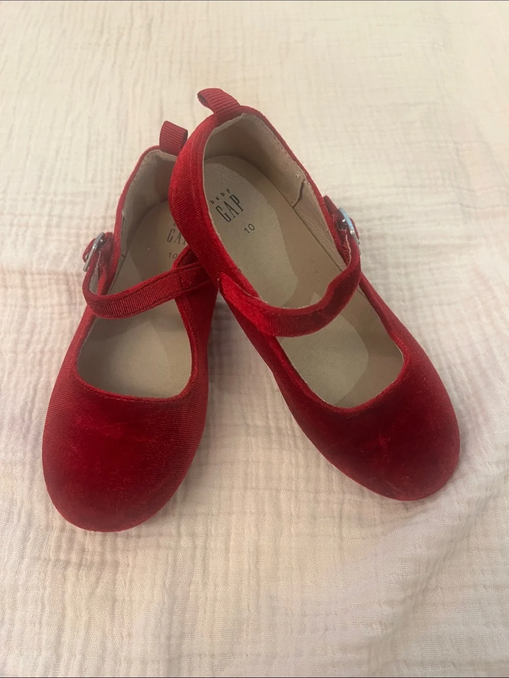 GAP Girls Red Velvet Mary Jane Dress Shoes